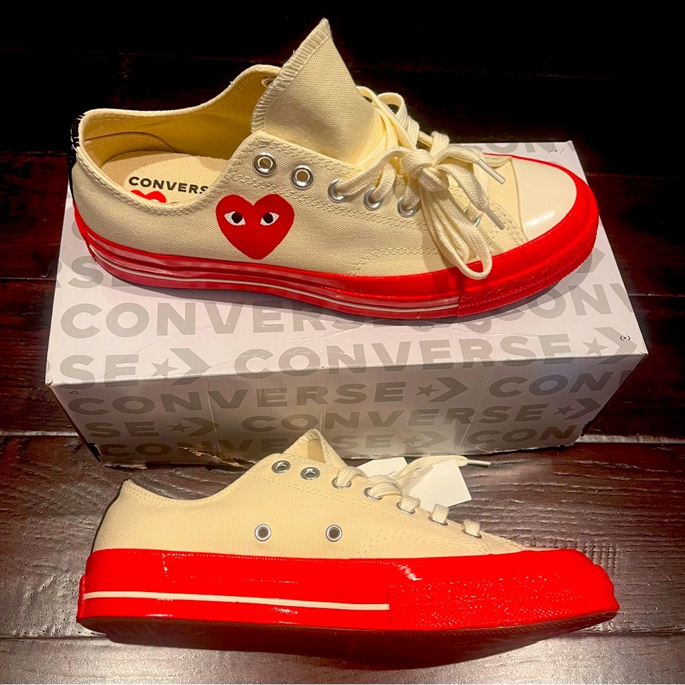 CDG PLAY x Converse Red Sole Canvas Low-Top Sneakers A01796C